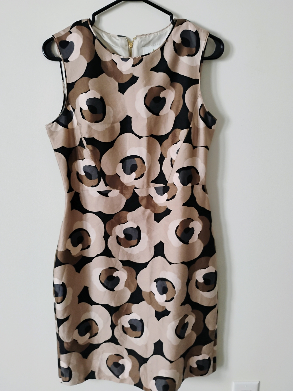 kate spade Beige, Tan and Black Floral Sheath Dress